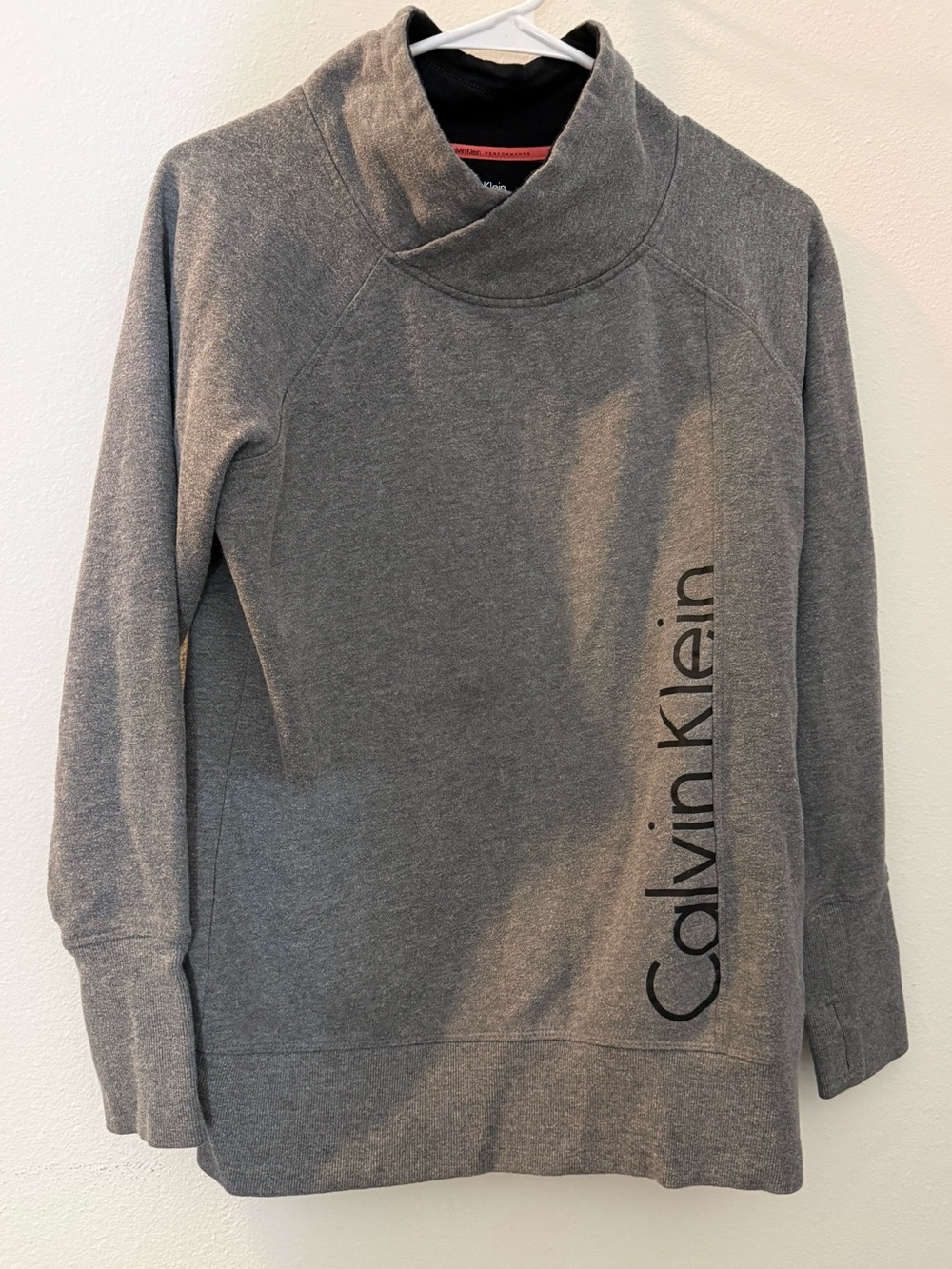 Calvin Klein Performance Gray Cowl Neck Logo Sweatshirt Pullover Size M
